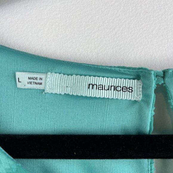 Maurices Womens Sz Large Green Diamond Textured Slit Long Sleeve Knee Length - Picture 3 of 6